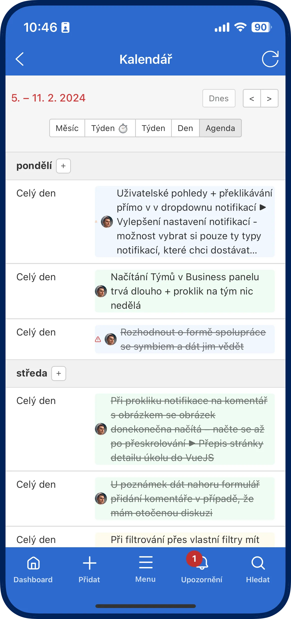 Screenshot z aplikace Freelo