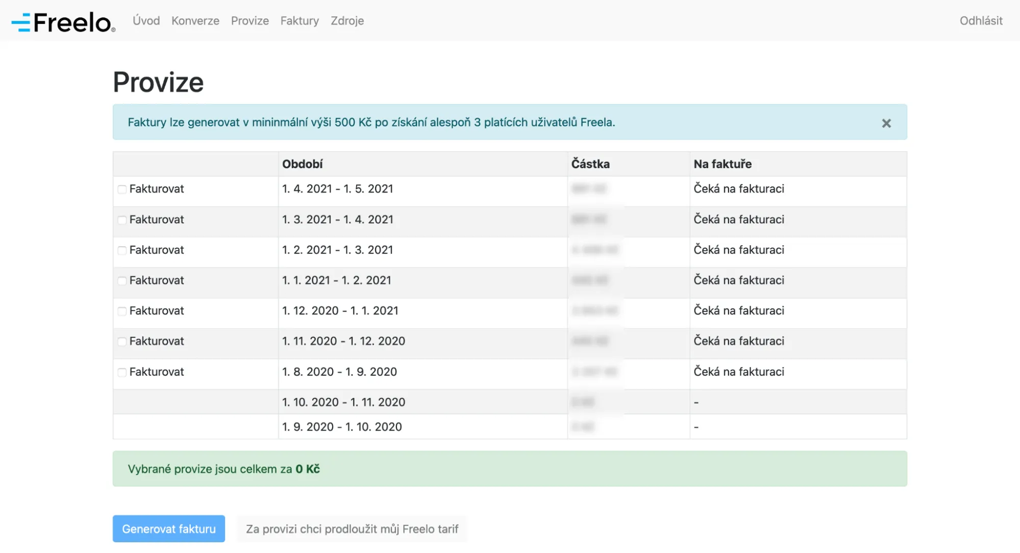 Affiliate system for partners - Commissions