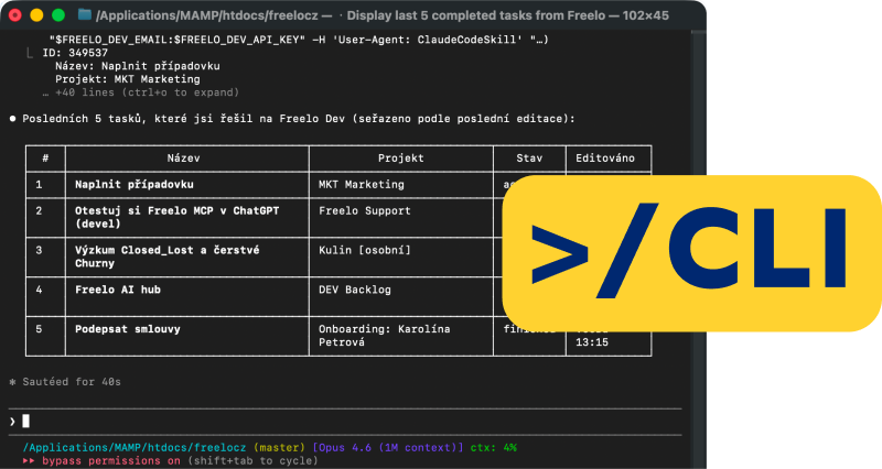 Freelo CLI in the terminal